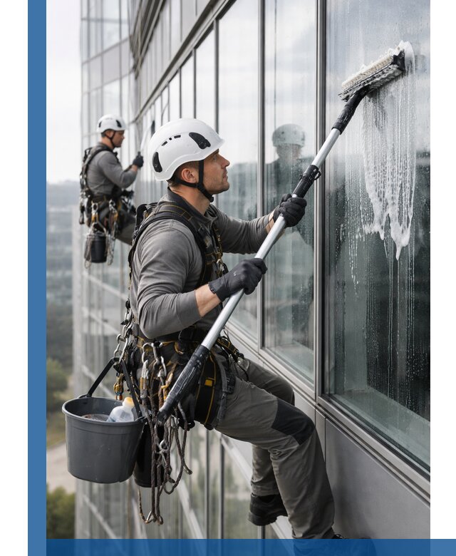 Высотная мойка сплошного остекления с выездом в Севастополе