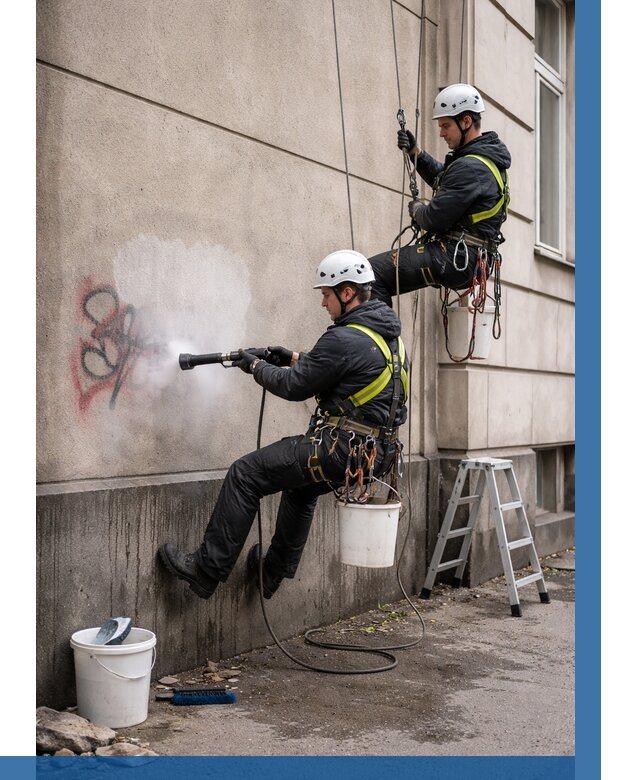 Удаление граффити с фасада в Севастополе от 4644 р. | ВЫСОТНИК-Сев