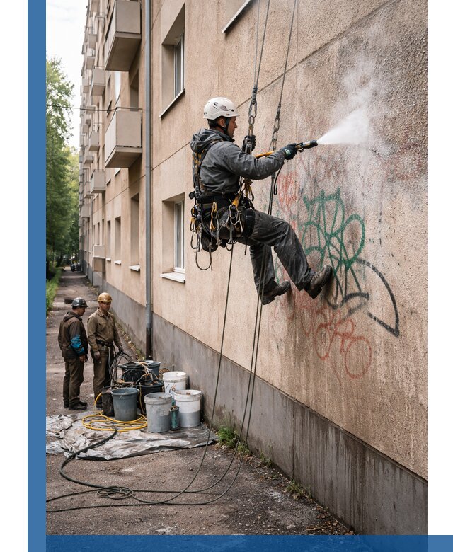 Удаление граффити с фасада в Севастополе без следов и повреждений