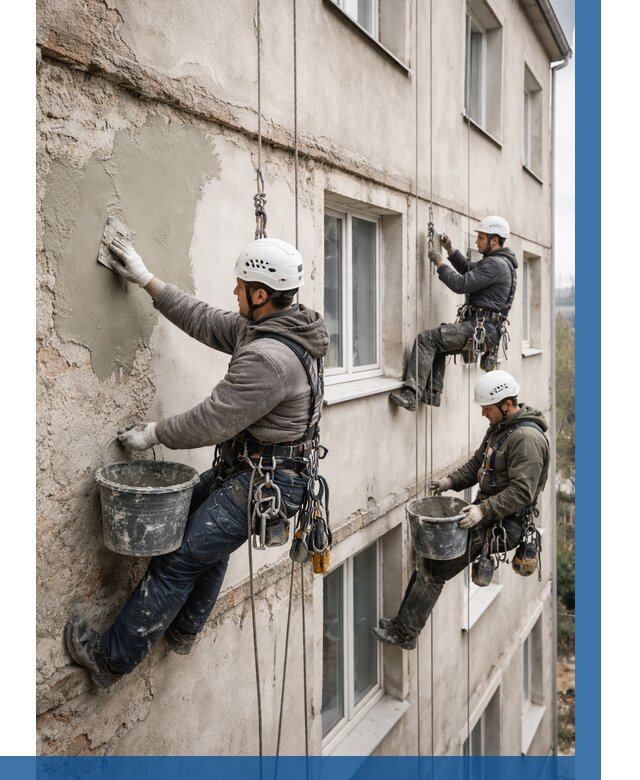 Ремонт штукатурного фасада в Севастополе от 774 р. под ключ | ВЫСОТНИК-Сев