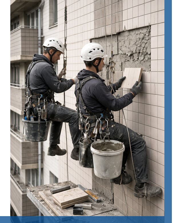 Ремонт облицовки фасада плиткой в Севастополе от 1858 р. | ВЫСОТНИК-Сев