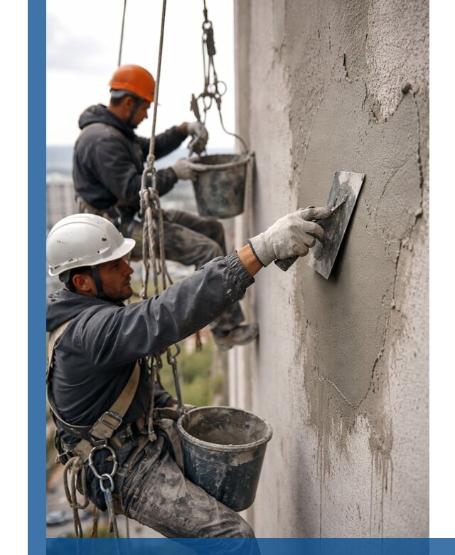 Штукатурка фасада на высоте в Севастополе профессиональные работы