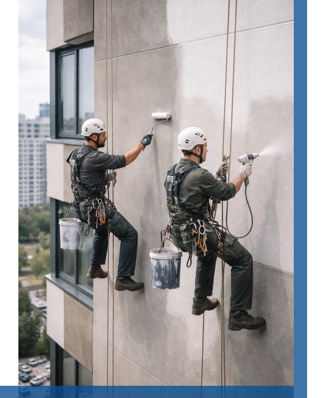 Покраска фасада альпинистами в Севастополе от 310 р. | ВЫСОТНИК-Сев