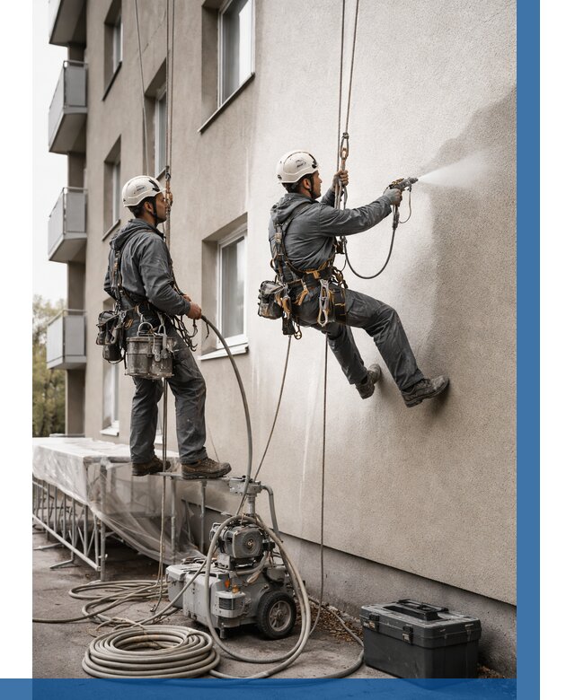 Безвоздушная покраска фасада в Севастополе от 227 р/м² | ВЫСОТНИК-Сев