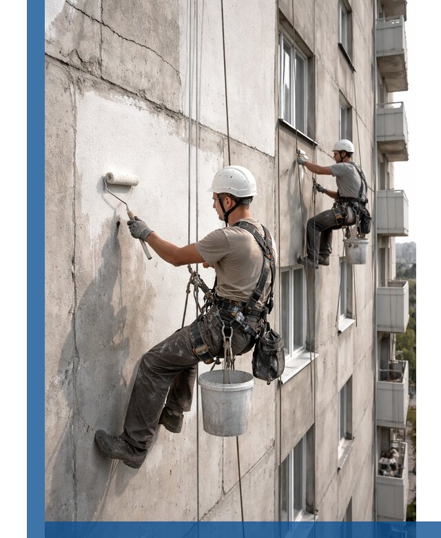 Покраска бетонного фасада в Севастополе для жилых и промышленных объектов