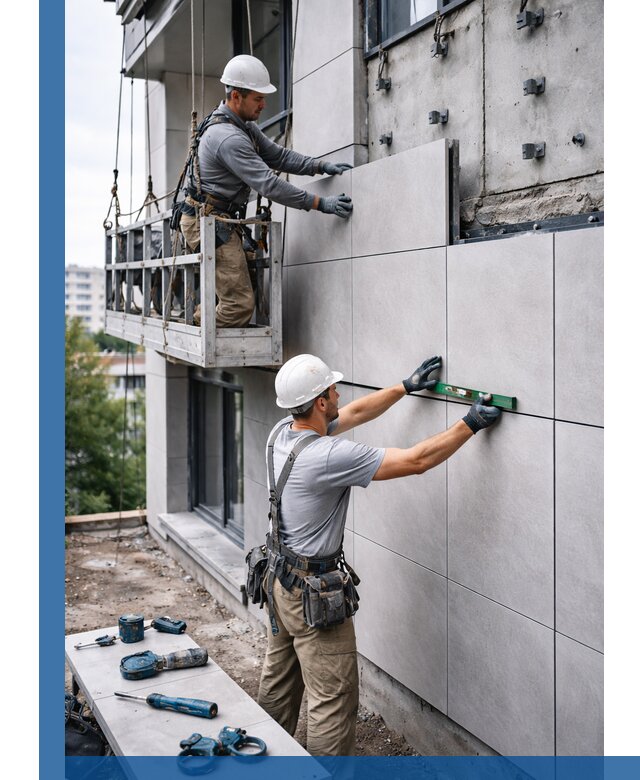 Монтаж керамогранита на фасад в Севастополе под ключ с гарантией качества