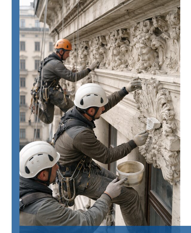 Реставрация фасадной лепнины с высотными работами в Севастополе