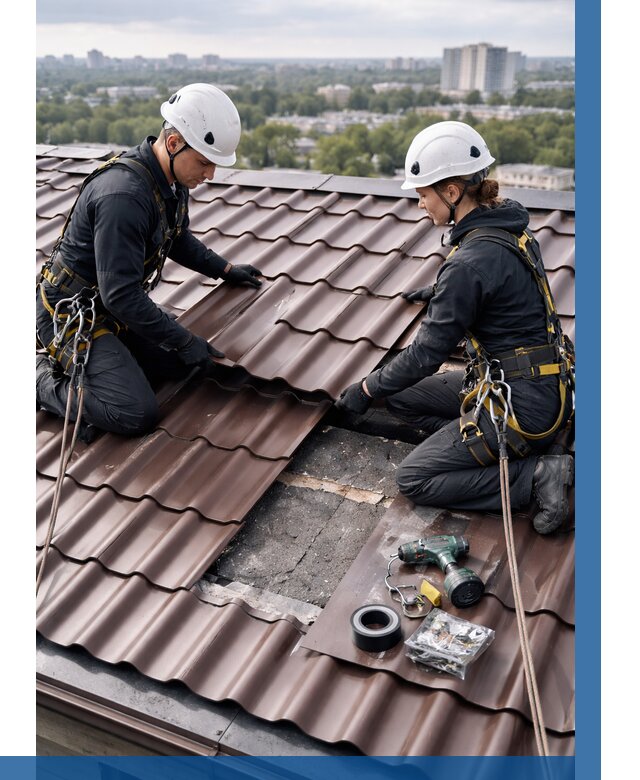 Ремонт металлочерепицы на крыше в Севастополе от 929 р. | ВЫСОТНИК-Сев