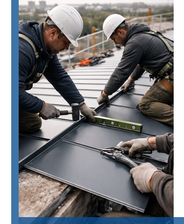 Монтаж фальцевой кровли в Севастополе для промышленных зданий