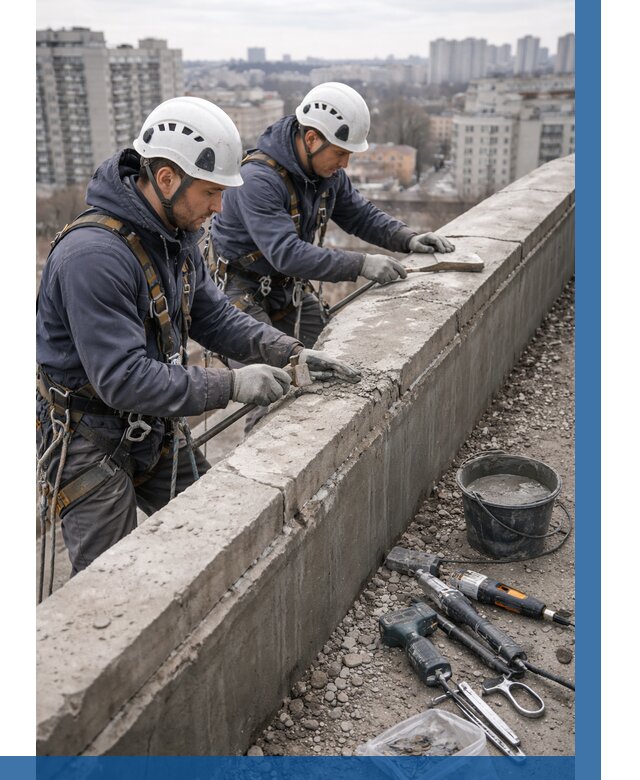 Ремонт парапета на кровле в Севастополе от 1548 р. | ВЫСОТНИК-Сев