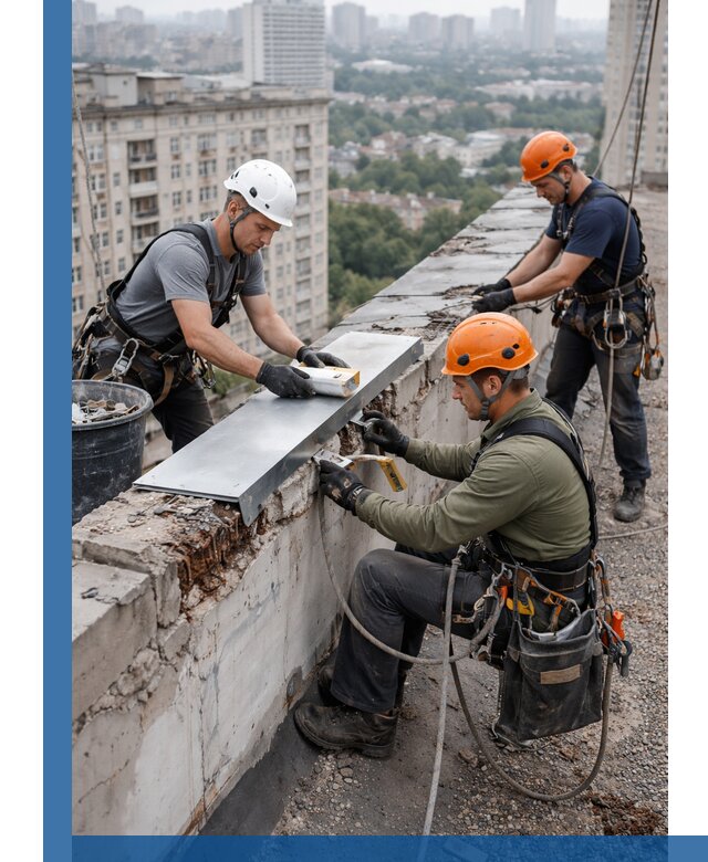 Ремонт парапета на кровле в Севастополе, высотные работы с гарантией