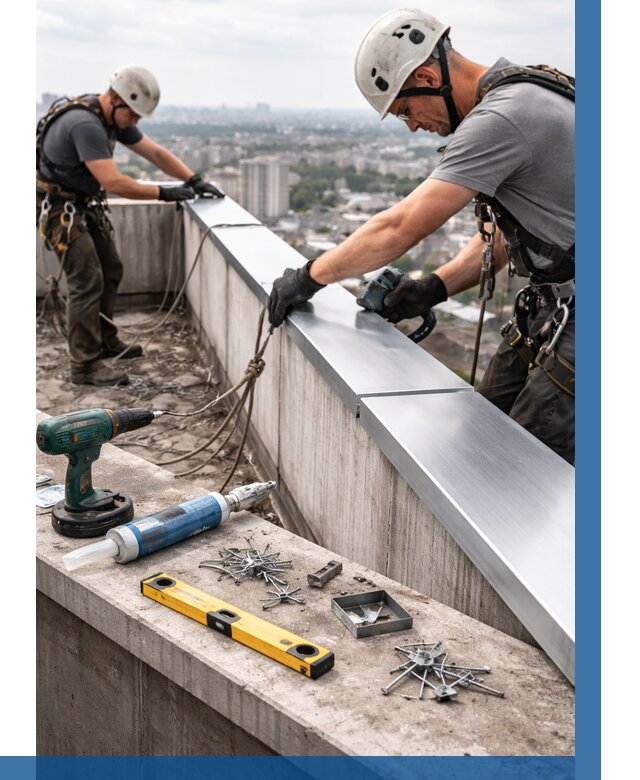 Монтаж парапетных крышек в Севастополе от 826 р. | ВЫСОТНИК-Сев