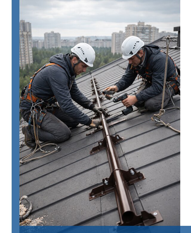 Монтаж снегозадержателей на кровле зданий в Севастополе под ключ