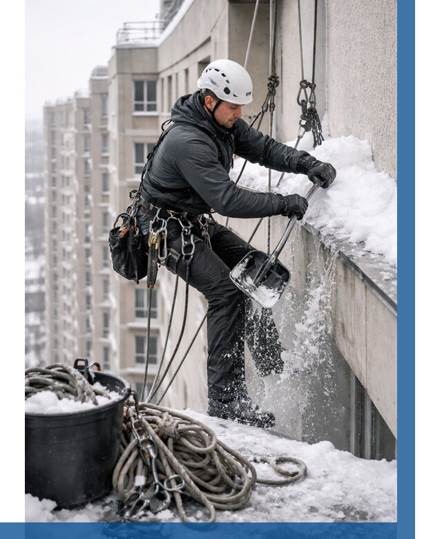 Очистка карнизов от снега в Севастополе от 310 р. | ВЫСОТНИК-Сев