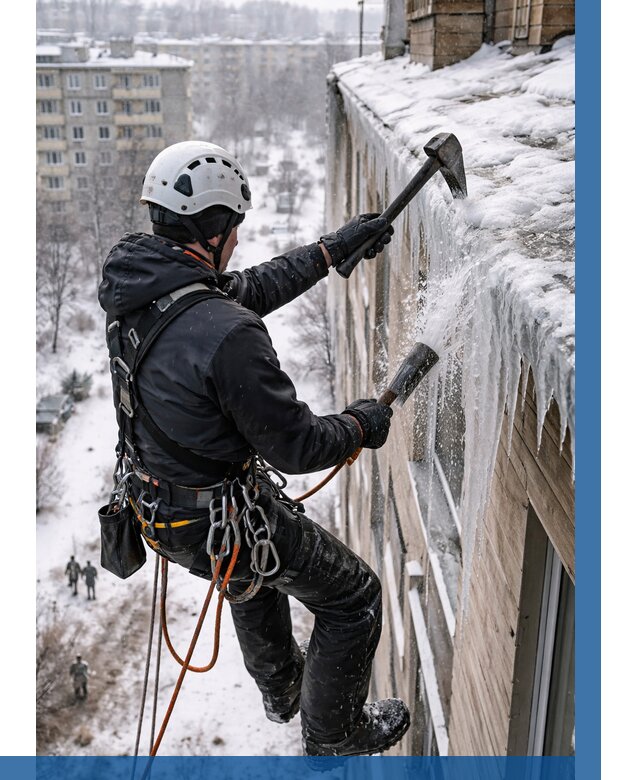 Сбивание сосулек с крыши в Севастополе по цене от 4644 р. | ВЫСОТНИК-Сев