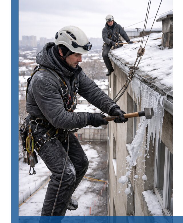 Сбивание и удаление сосулек с крыши в Севастополе безопасно