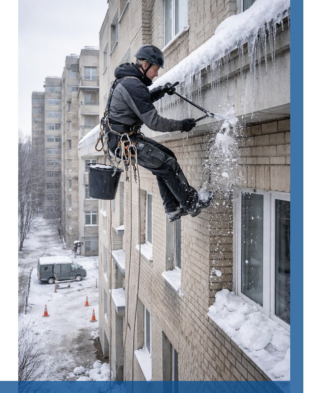 Удаление наледи с карнизов в Севастополе от 361 р. | ВЫСОТНИК-Сев