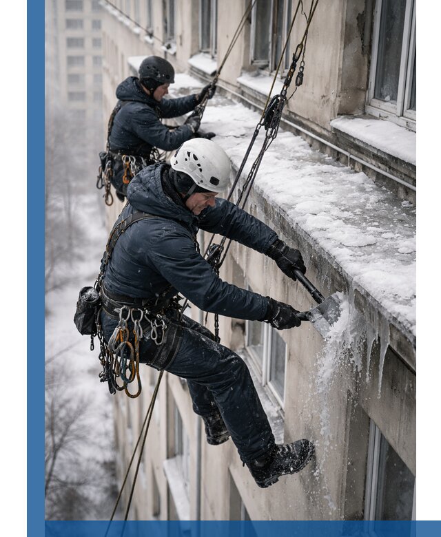 Удаление наледи и сосулек с карнизов в Севастополе профессионально
