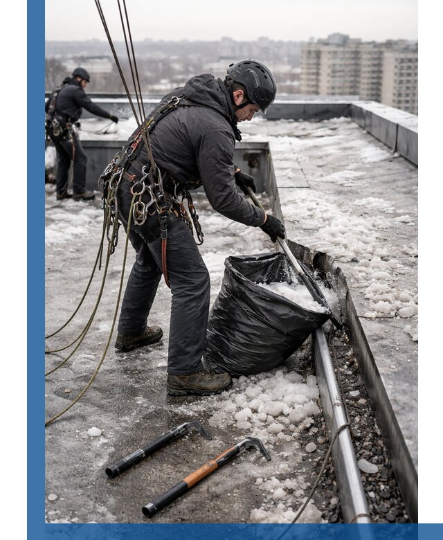Аварийная очистка кровли в Севастополе от промальпинистов