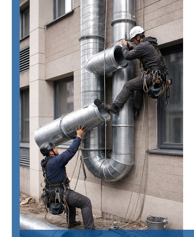 Монтаж фасадных воздуховодов в Севастополе с герметизацией и крепежом