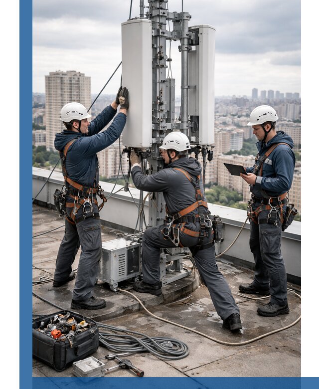 Монтаж антенн связи на крыше в Севастополе с вводом в эксплуатацию