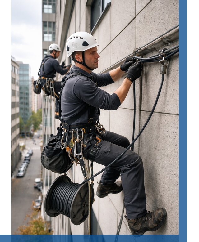 Прокладка кабеля по фасаду в Севастополе от 361 р. | ВЫСОТНИК-Сев