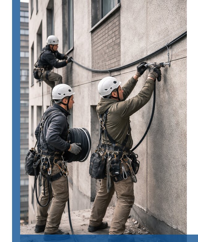 Прокладка кабеля по фасаду в Севастополе, профессиональный монтаж