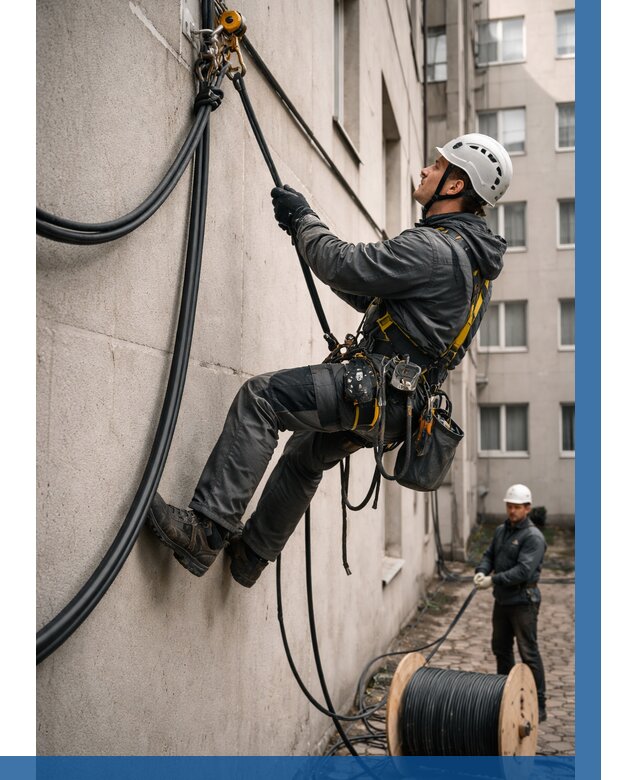 Протяжка кабеля питания на высоте в Севастополе от 464 р. | ВЫСОТНИК-Сев