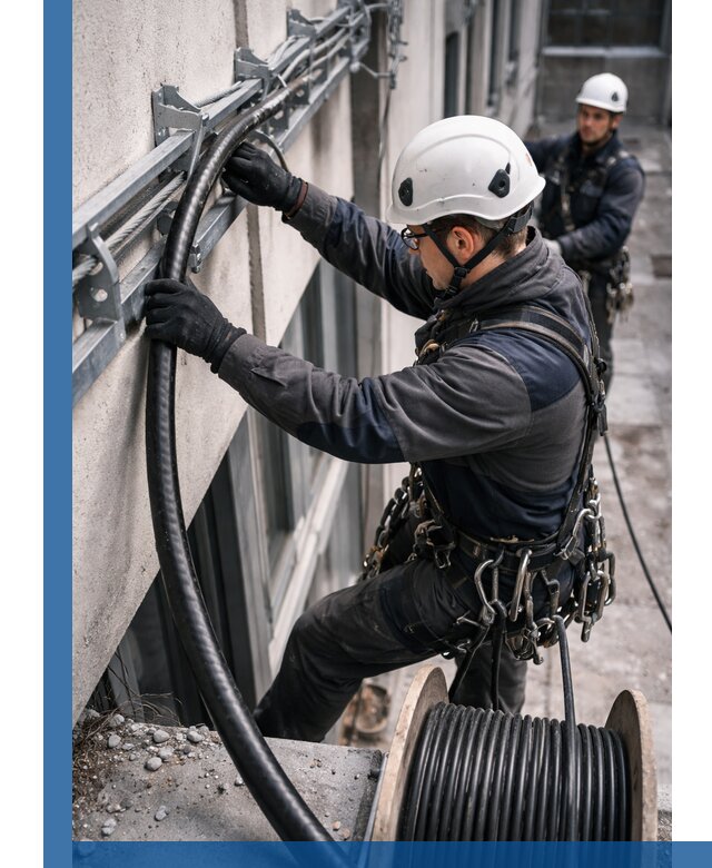 Протяжка кабеля питания на высоте в Севастополе с гарантией безопасности и качества