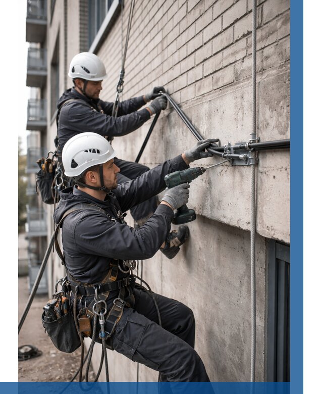 Крепление кабеля на фасаде в Севастополе от 361 р. | ВЫСОТНИК-Сев