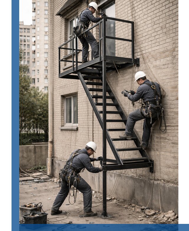 Монтаж пожарной лестницы в Севастополе, установка и крепление