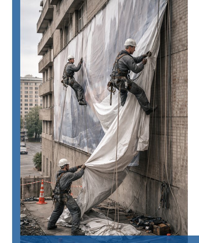 Демонтаж баннеров с фасада в Севастополе оперативно и безопасно