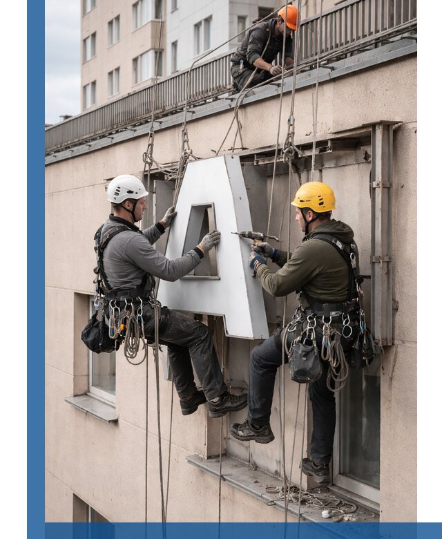 Ремонт и восстановление наружных вывесок на высоте в Севастополе
