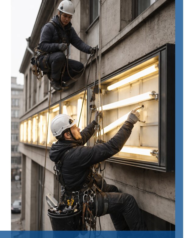 Замена ламп в вывеске в Севастополе под ключ от 3612 р. | ВЫСОТНИК-Сев