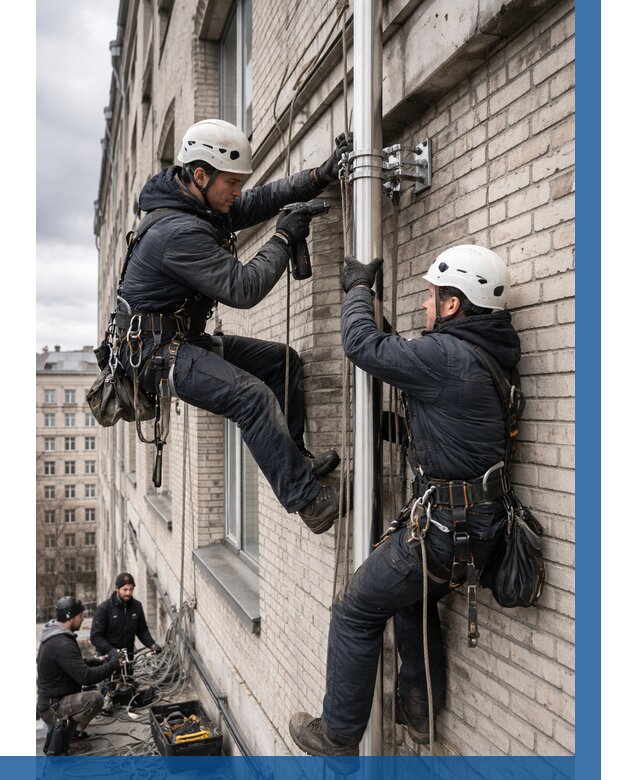 Монтаж флагштока на здании в Севастополе от 6709 р. | ВЫСОТНИК-Сев