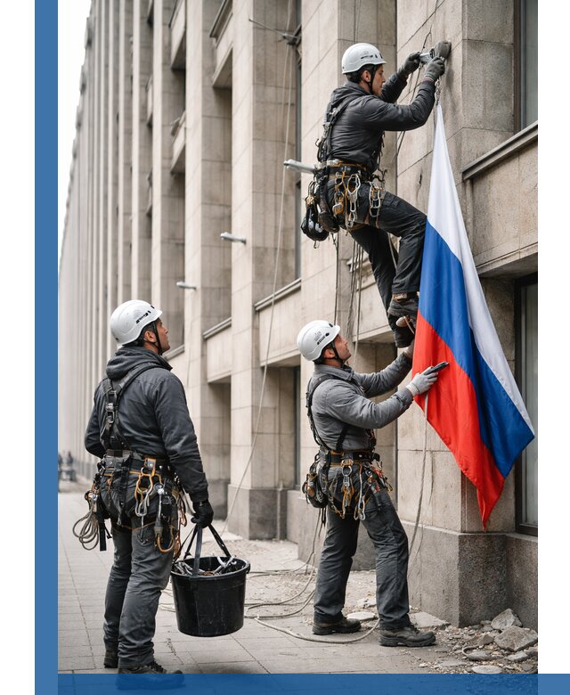 Профессиональная установка флагов на фасаде в Севастополе