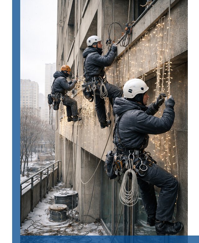 Монтаж новогодней иллюминации и украшение фасадов в Севастополе