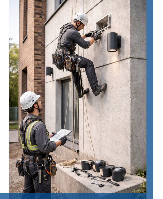 Монтаж фасадного освещения в Севастополе от 2580 р. | ВЫСОТНИК-Сев