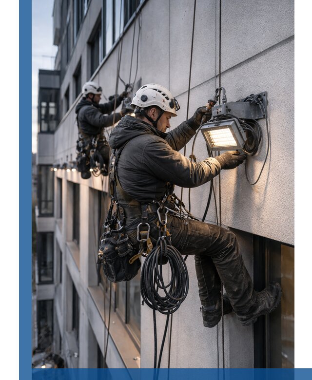 Монтаж фасадного освещения в Севастополе установка и подключение
