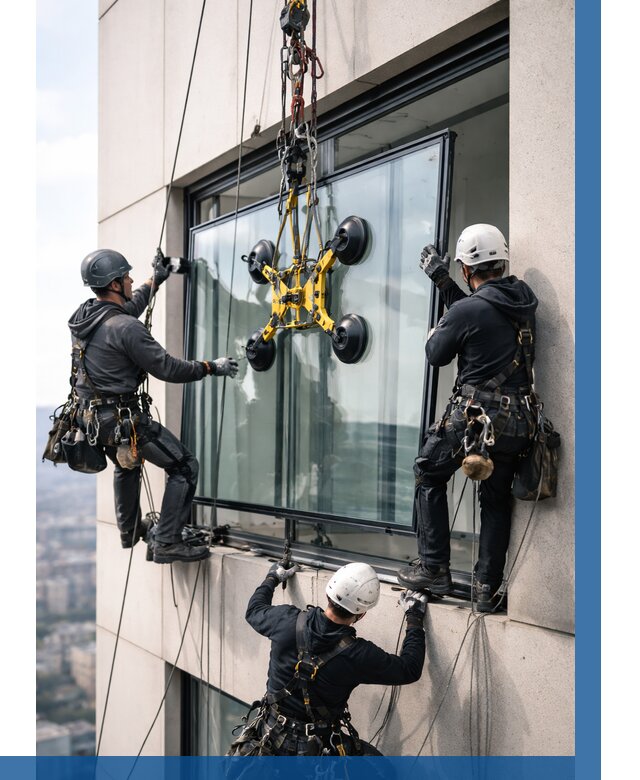 Монтаж стеклопакетов на высоте в Севастополе от 3303 р. | ВЫСОТНИК-Сев