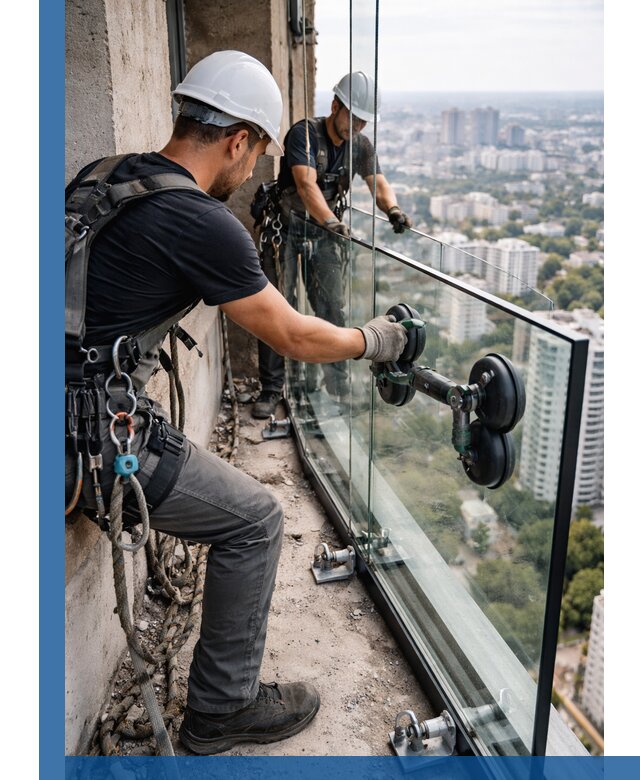 Монтаж стеклянных ограждений под ключ с гарантией в Севастополе