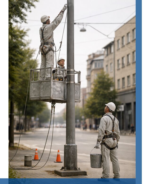 Покраска опор освещения в Севастополе от 5161 р. | ВЫСОТНИК-Сев
