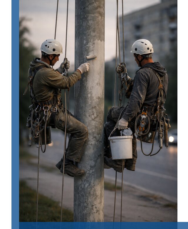 Покраска опор освещения и антикоррозийная защита в Севастополе
