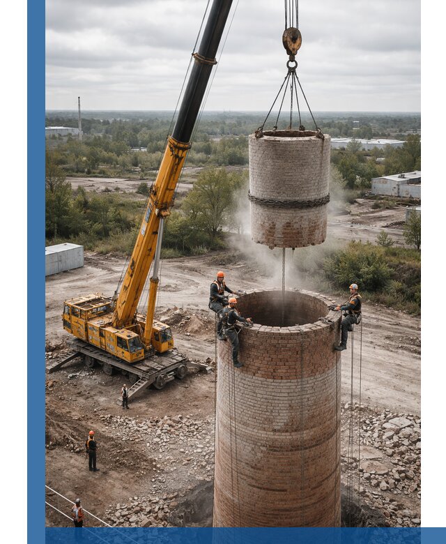 Демонтаж дымовой трубы в Севастополе с гарантиями безопасности