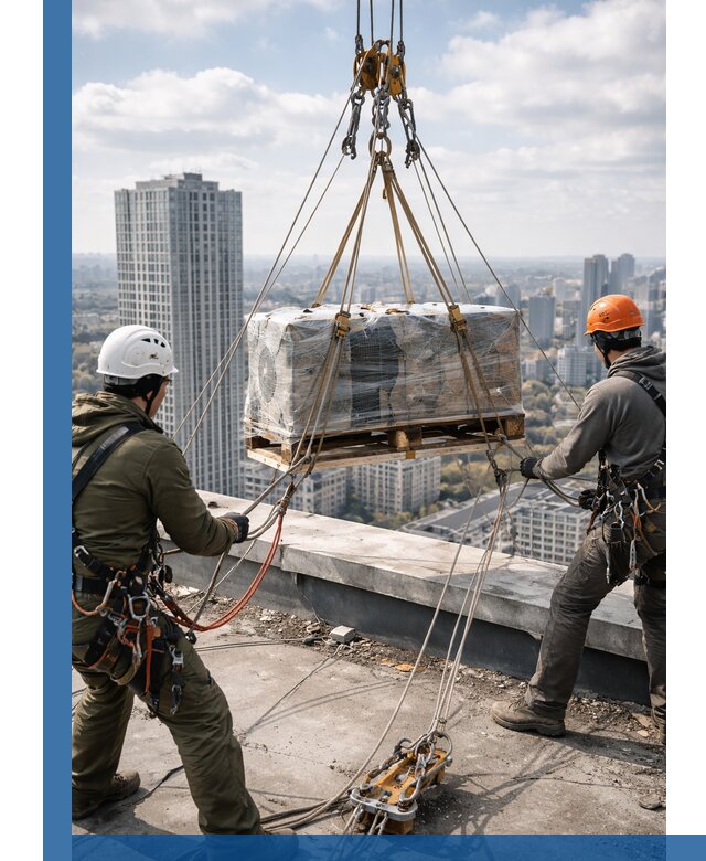 Подъем и монтаж крупногабаритных грузов на крышу в Севастополе