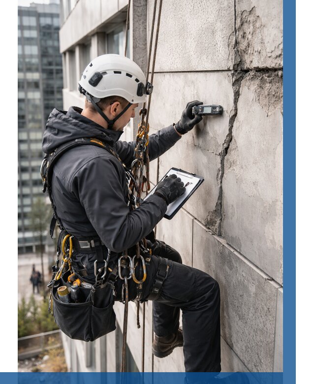 Обследование фасада альпинистами в Севастополе от 124 р. | ВЫСОТНИК-Сев