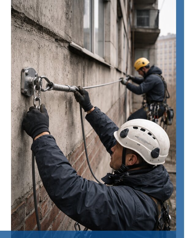 Монтаж анкерных линий в Севастополе от 3096 р. | ВЫСОТНИК-Сев