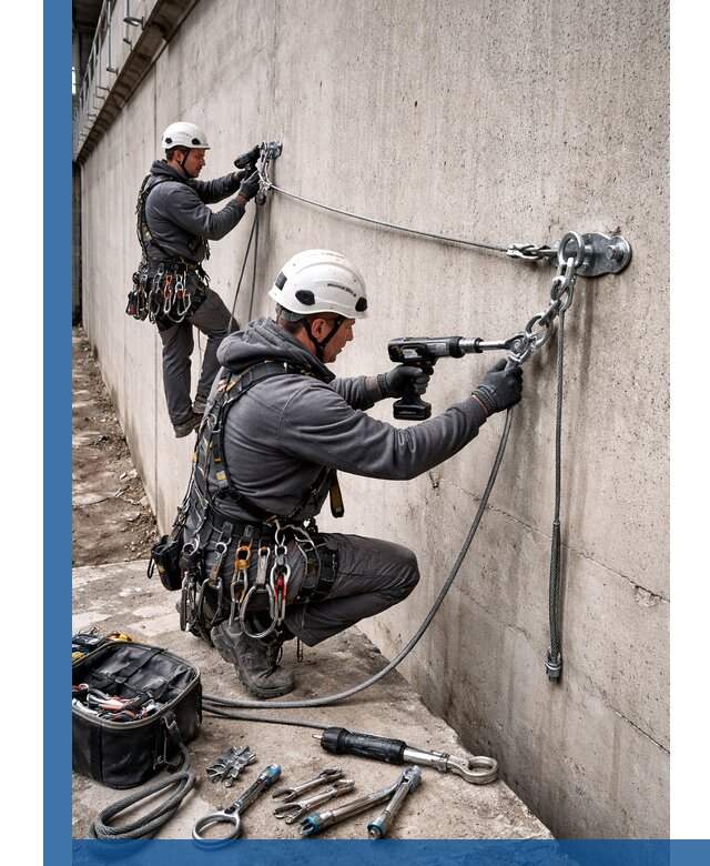 Монтаж анкерных линий высотной безопасности в Севастополе