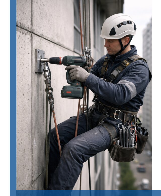 Установка анкерных точек для высотных работ в Севастополе