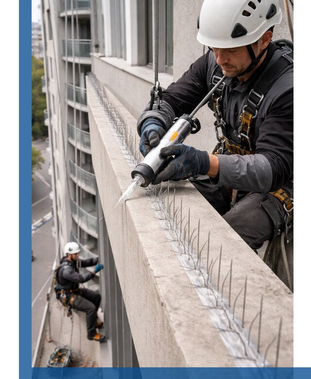 Установка шипов от птиц на фасадах и кровлях в Севастополе